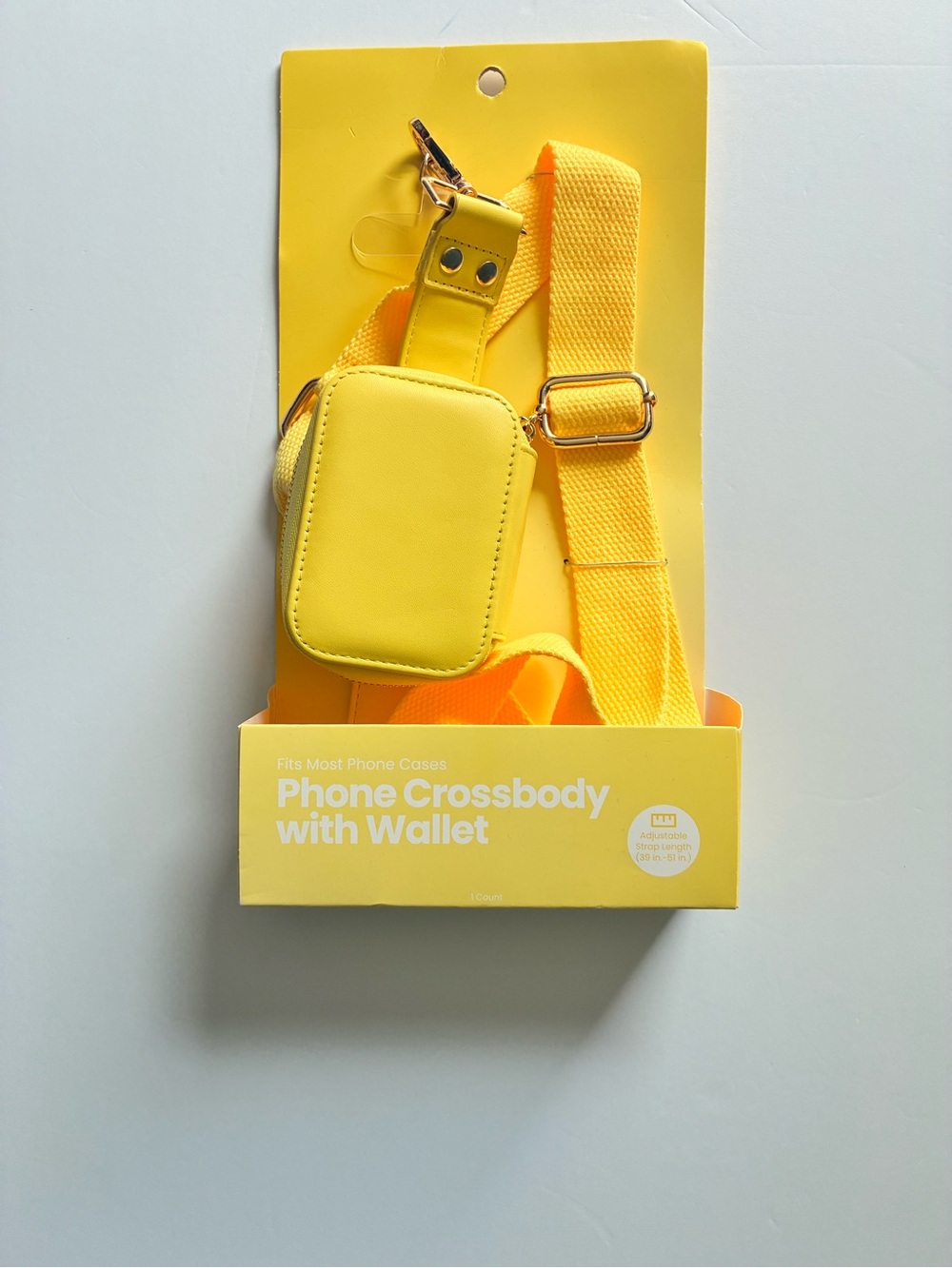 Yellow Phone Crossbody Bag with Wallet — New in Package, Adjustable Strap